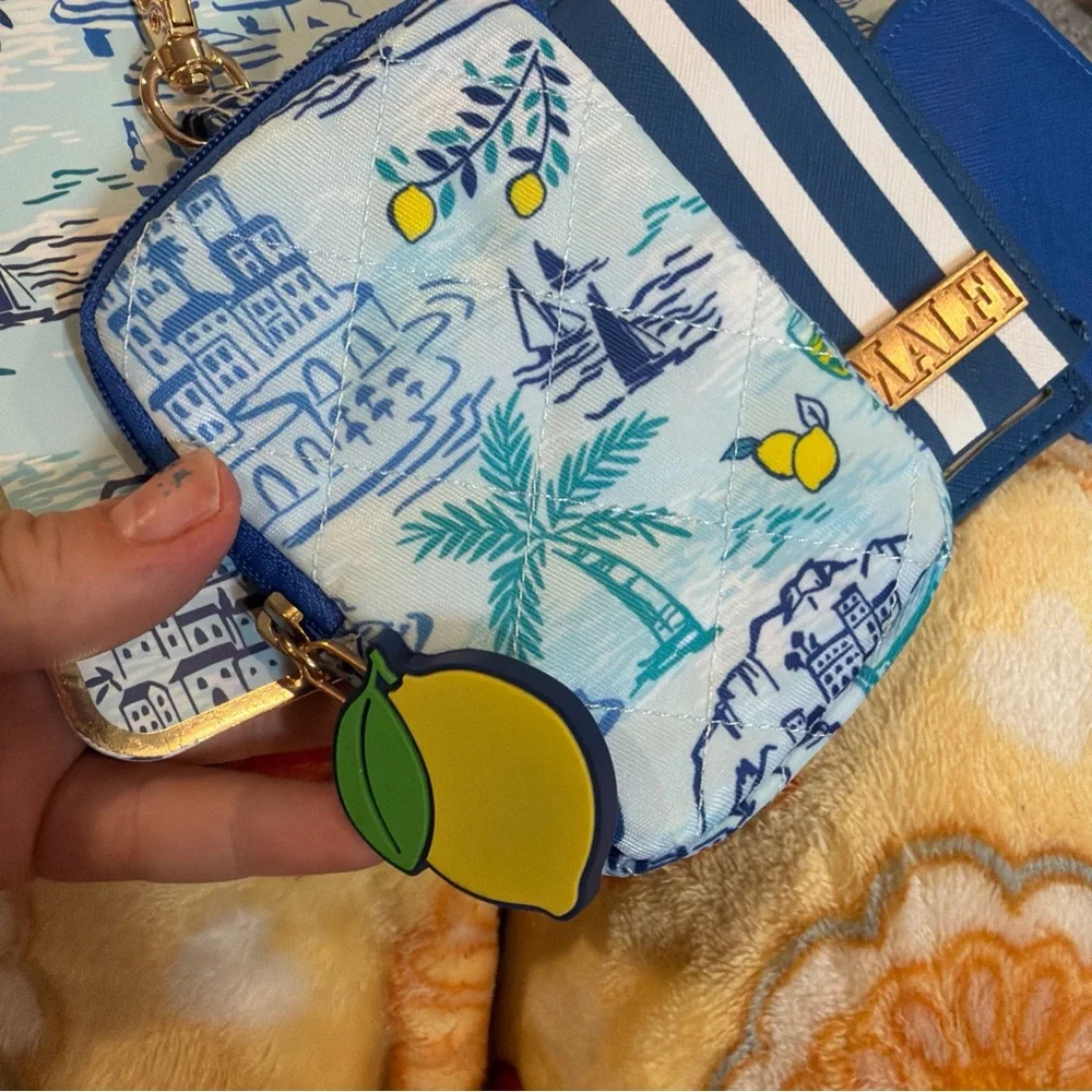 Amalfi Blue & White Striped Luggage Tag + Seaside Print Zipper Pouch Set - Picture 5 of 6
